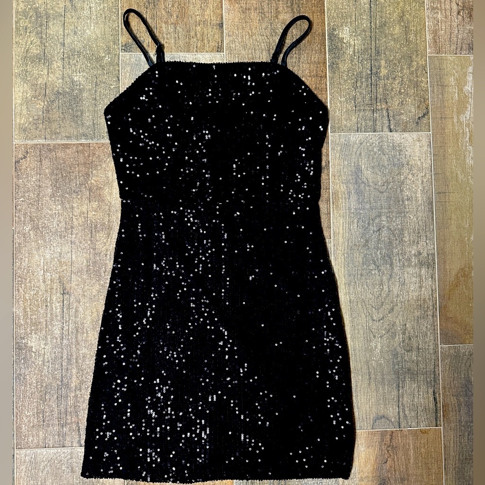 Black sequined midi dress